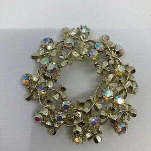 Vtg CORO ? rhinestone crystal aurora borealis brooch
